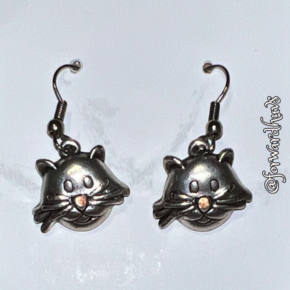 Bundle Sale 3 for $15 | Silver Tone Cat Dangle Earrings